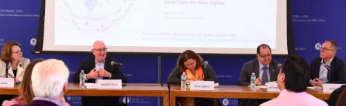 Image of panelists speeaking infront of a powerpoint called "Critical Connections"